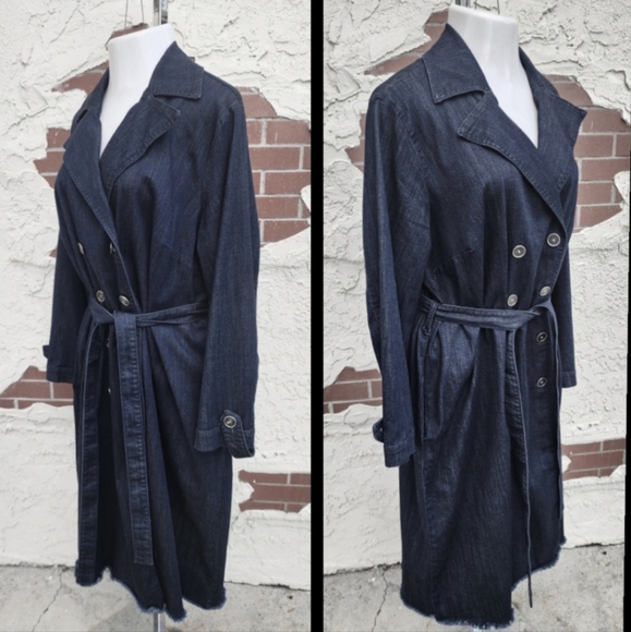 Size 22 Plus Size Denim Trench Coat - Picture 3 of 6